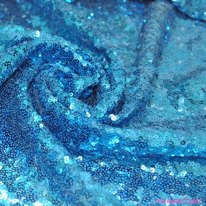 Пайетки на сетке (бирюзовый) скидки на ткани в Минске оптом и в розницу | Трикотаж tais.by
