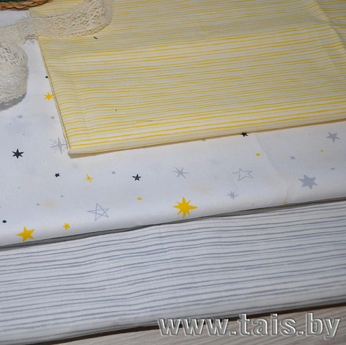 Ткань х/б плательная (звезды желтые)