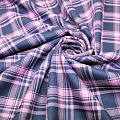 Костюмная ткань Полушерсть клетка (синий+розовый)