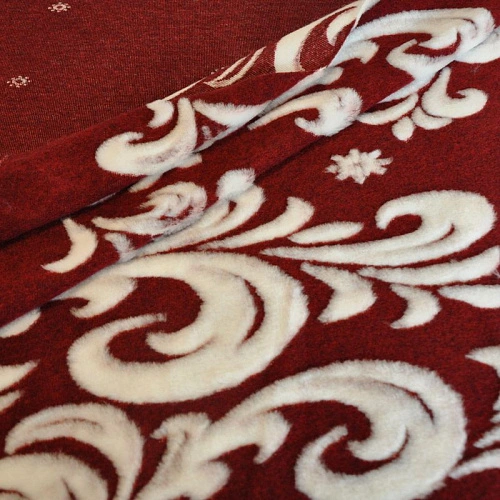 Мех жаккардовый "Новый год" бордовый