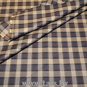 Костюмная ткань "Клетка " (светло-коричневый)
