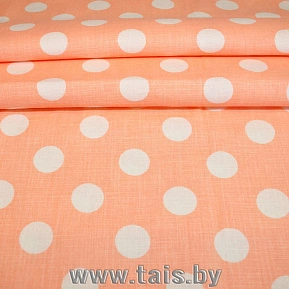 Хлопок принт "Крупный горох на персиковом фоне"