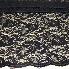 Гипюр стрейчевый с ажурным краем (темно-синий)