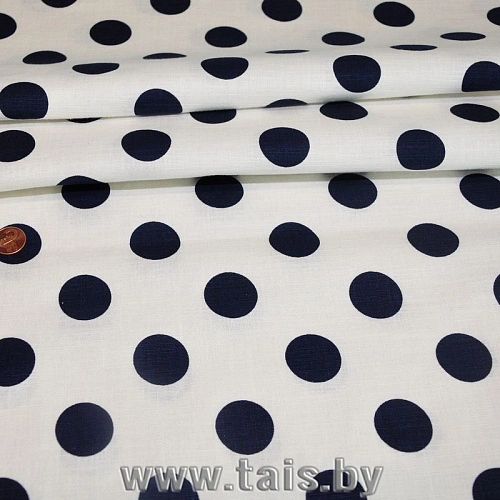Хлопок принт "Крупный горох на беломфоне"