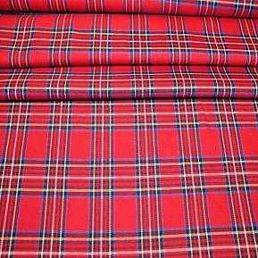 Костюмная ткань Полушерсть клетка (красный с черным)