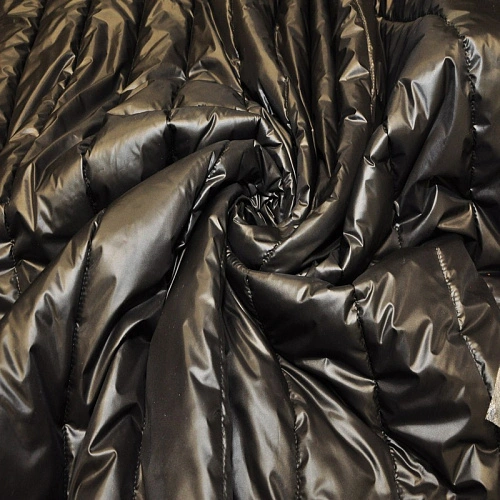 Плащевка стеганая Милан"полоска" утиплитель изософт 200(черный)