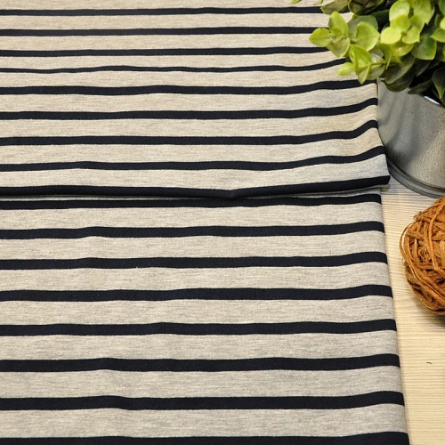 Футер 2-х нитка Полоска (серый меланж т.синяя полоска)