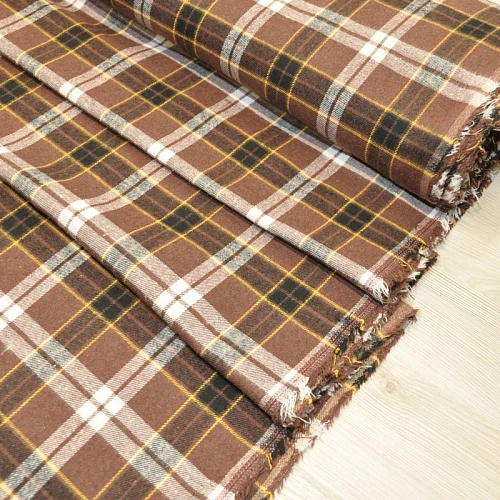 Ткань рубашечная фланель в клетку (коричневый)