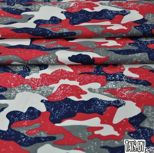 Футер 2-х нитка набивной "Камуфляж красный/синий"