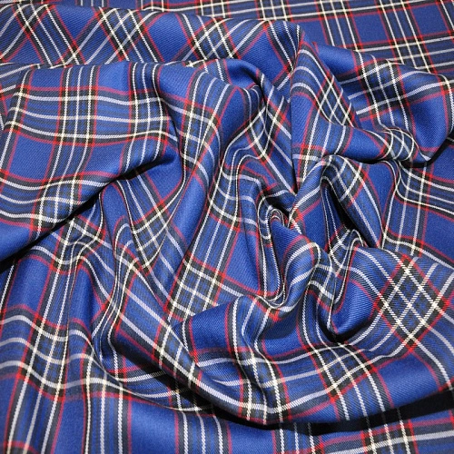 Костюмная ткань Полушерсть клетка (василек)