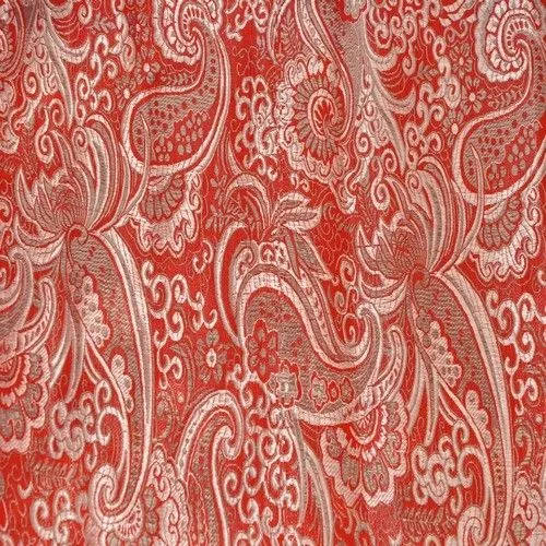 Парча жаккард (красный с серебром)