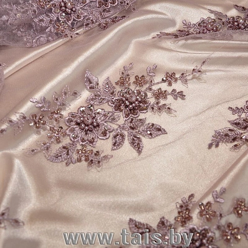 Вышивка на сетке с биссером (пыльно-фиолетовый)