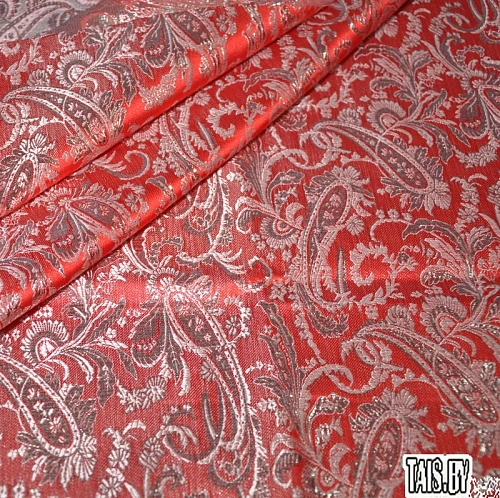 Парча жаккард огурцы (красный)