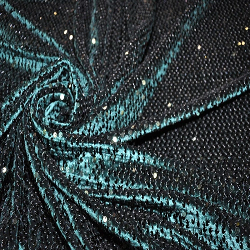 Пайетки на велюре (изумруд)