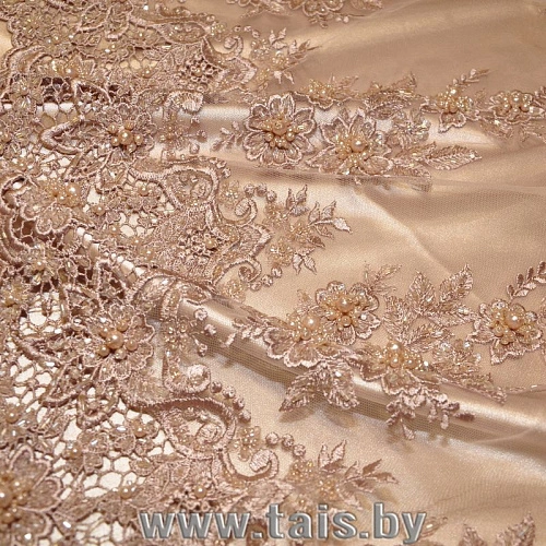 Вышивка на сетке с биссером (бежевый)