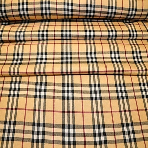 Костюмная ткань Полушерсть клетка (бежевый)