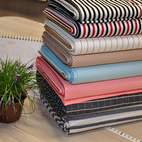 Поплин полоска шир 1см (василек+белый)