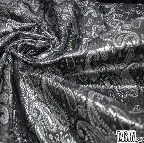 Парча жаккард мелкие огурцы (черный)