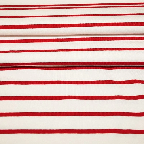 Кулирная гладь "Тельняшка" "2см-0,5см белый +вишня"