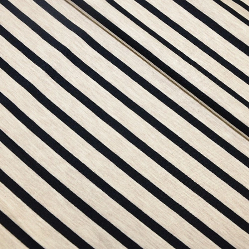 Футер 2-х нитка Полоска (бежевый меланж т.синяя полоска)