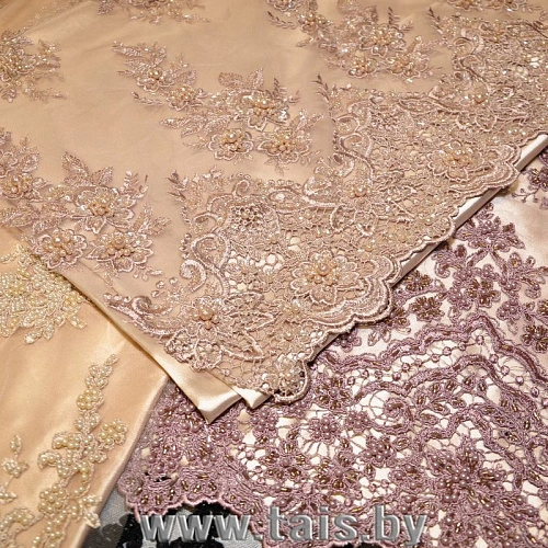 Вышивка на сетке с биссером (бежевый)