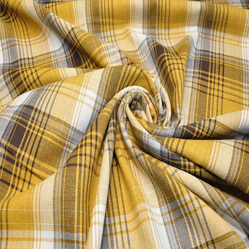 Ткань рубашечная фланель в клетку (горчица)