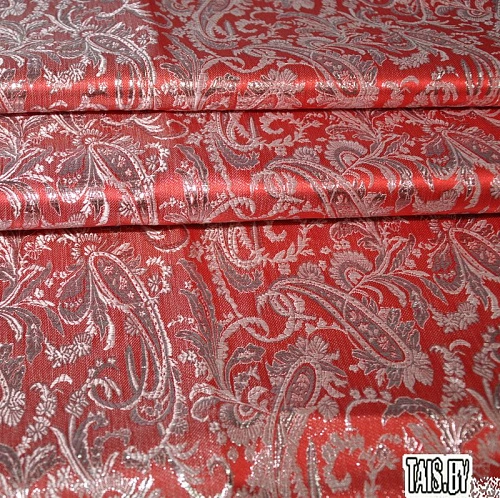 Парча жаккард огурцы (красный)