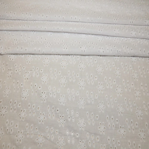 Батист вышитый, прошва цветок  (белый)