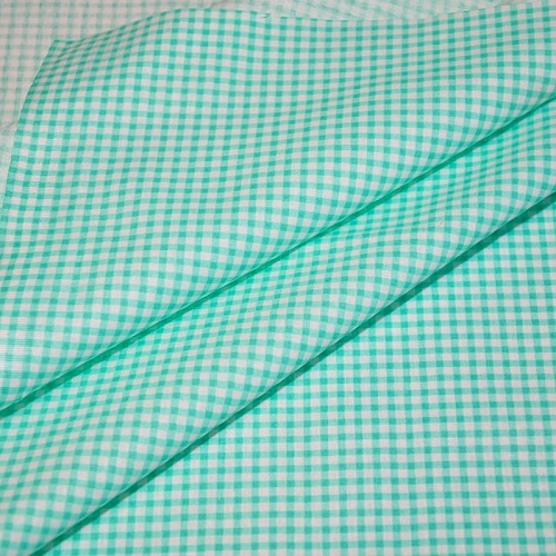 Ткань х/б плательная (Клетка ментол)