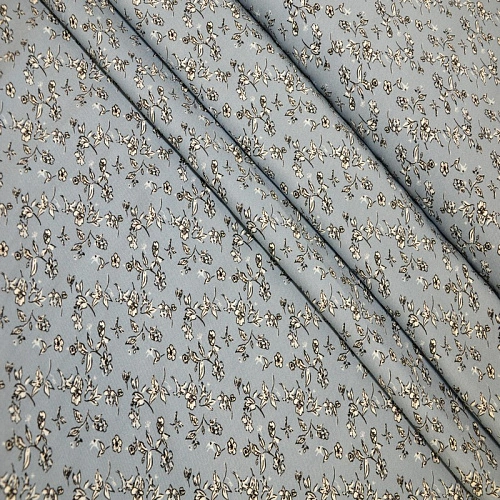 Штапель "Твил" Мелкий цветочек на джинсовом фоне