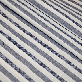 Рубашечны хлопок с фактурой льна (полоска 1см синий+белый)