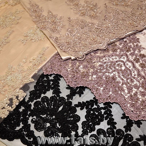 Вышивка на сетке с биссером (черный)