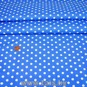 Хлопок принт "Мелкий горох на голубом фоне"