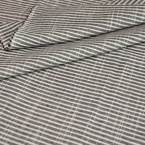 Рубашечны хлопок с фактурой льна (полоска 0,2см серый+белый)