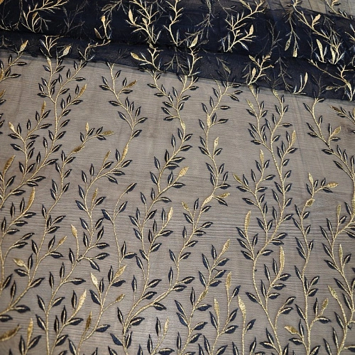 Вышивка на сетке (синий+золото)