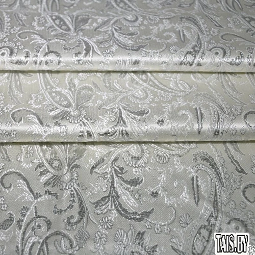 Парча жаккард огурцы (молочный)