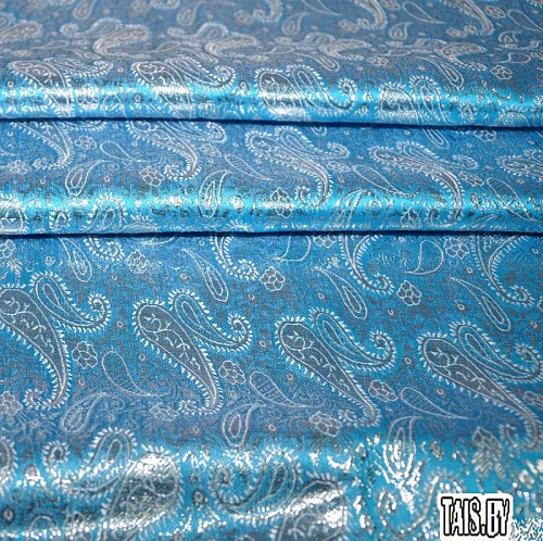 Парча жаккард огурцы (голубой)