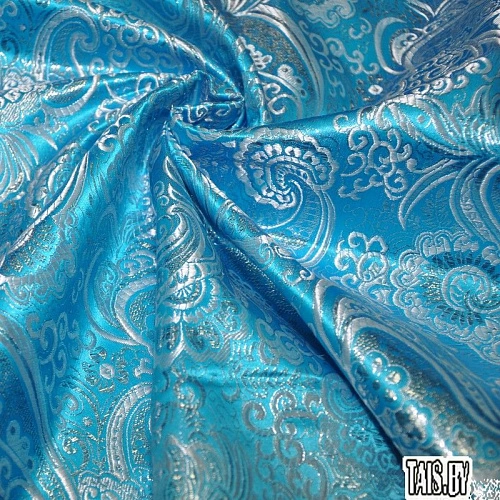 Парча жаккард (насыщенный голубой с серебром)