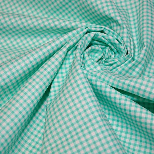 Ткань х/б плательная (Клетка ментол)