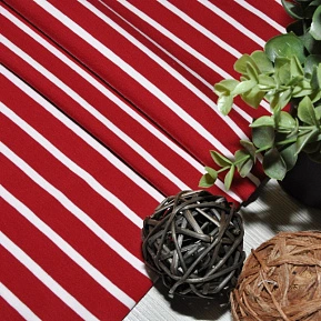 Кулирная гладь "Тельняшка" "2см-0,5см вишня +белый"