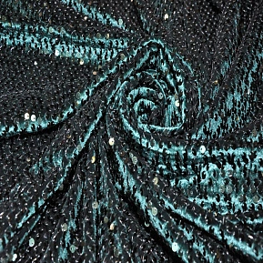 Пайетки на велюре (изумруд)