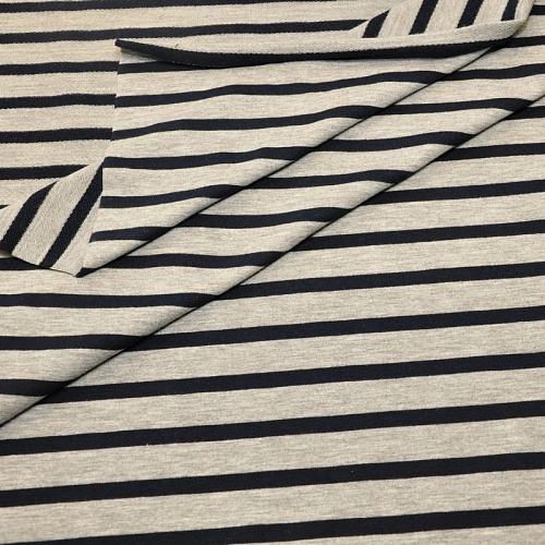 Футер 2-х нитка Полоска (серый меланж т.синяя полоска)