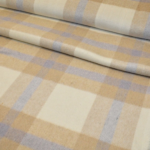 Пальтовая ткань Клетка  (молочный +беж+ лаванда)