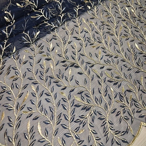 Вышивка на сетке (синий+золото)