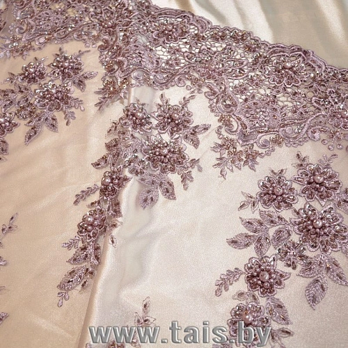 Вышивка на сетке с биссером (пыльно-фиолетовый)