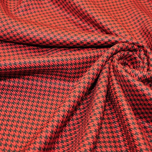 Костюмная ткань Гусиная лапка полушерсть (красный)