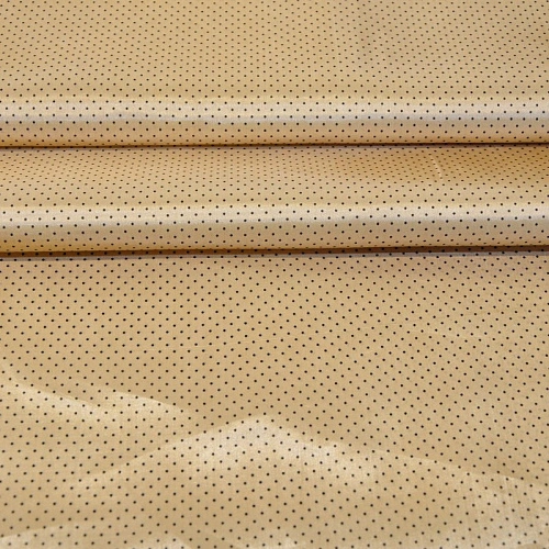 Подкладка нейлон принт горошек на бежевом фоне
