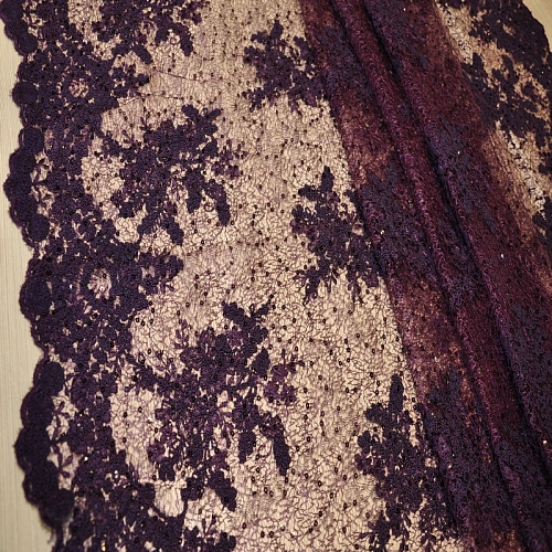 Вышивка на сетке с пайетками "Скарлет" (баклажан)