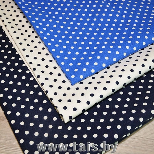 Хлопок принт "Мелкий горох на голубом фоне"