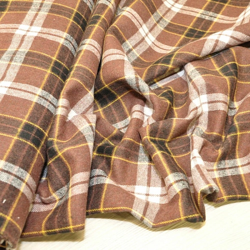 Ткань рубашечная фланель в клетку (коричневый)